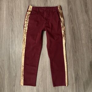 MOTHER Beautiful Shaker Prep Fray Pants in Dahlia/Rosegold Sz 26 NEW